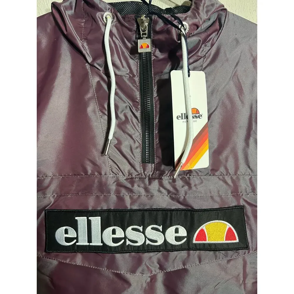 NWT Ellesse Memphis Anorak Jacket Men XL Iridescent Purple Hooded Windbreaker